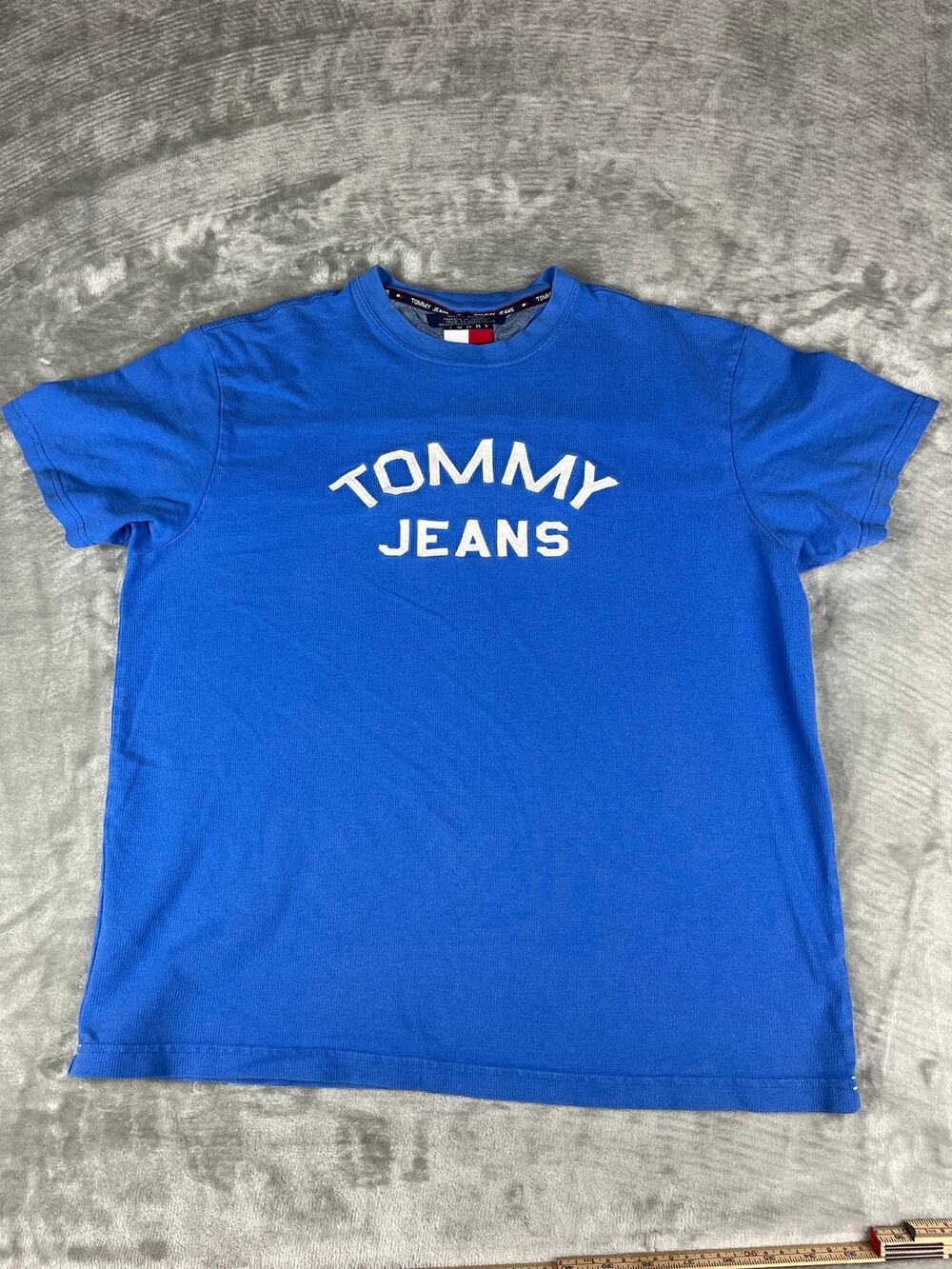 Vintage Y2K Tommy Jeans Royal Blue Spellout Tee S/M